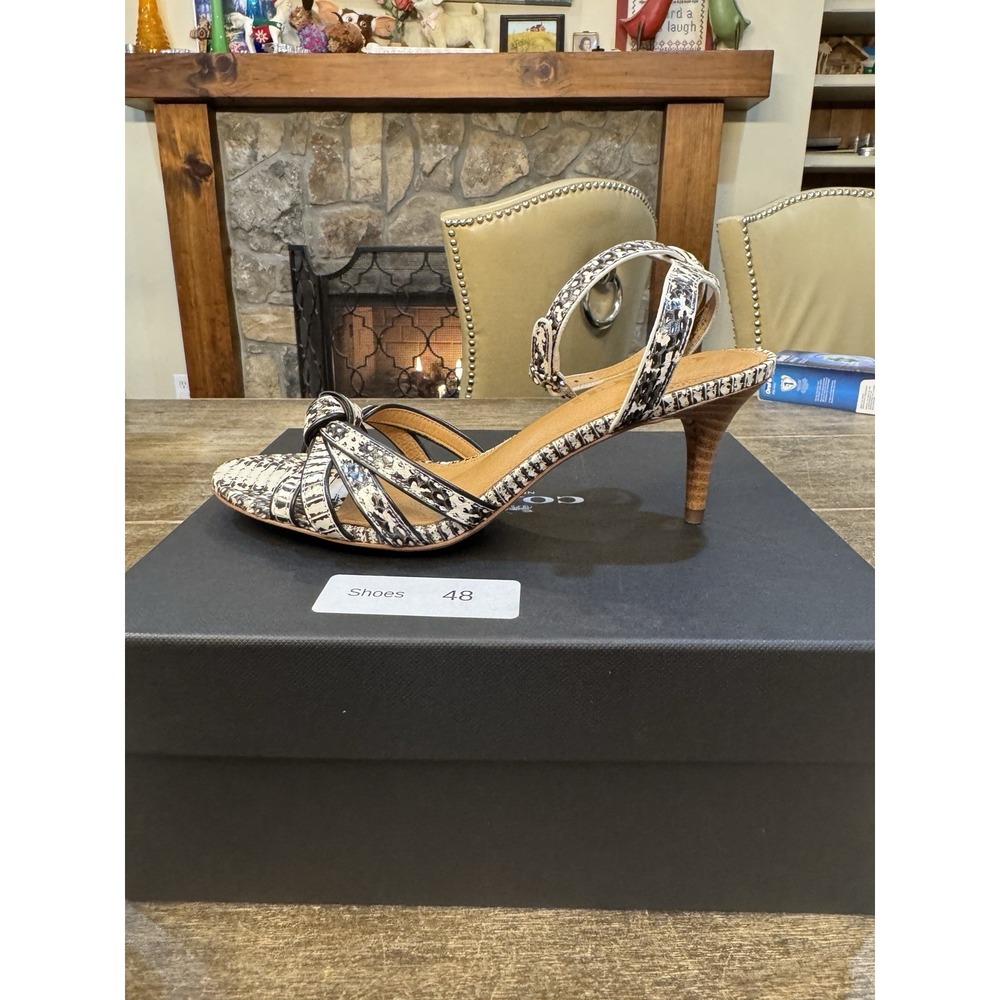 Coach Meg heel ankle-strap sandal featuring a kitten heel Genuine Snakeskin - Picture 2 of 11
